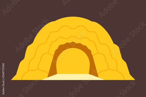 An arch of triumph illustration at sunset, a historical travel landscape with a towering desert sky