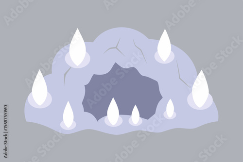 Mysterious Cave Entrance with Glowing Lights A Digital Illustration