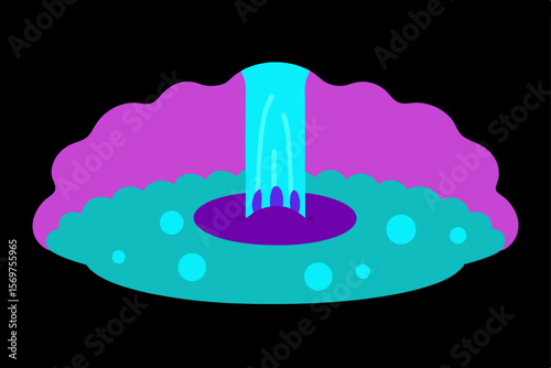 Vibrant Waterfall Illustration Cascading Water into a Pool