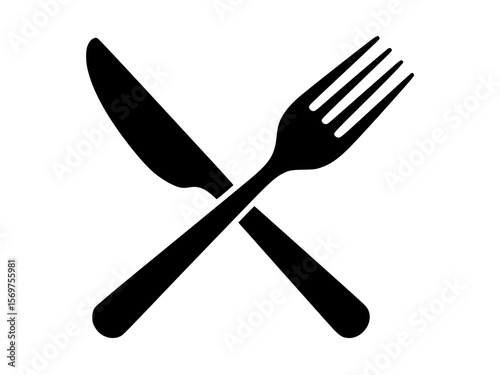 Black silhouette of crossed fork and knife