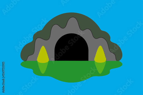 Mysterious Cave Entrance A Serene Illustration of Nature's Hidden Wonders