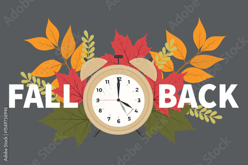 Change your clocks card for Fall Back. Daylight saving time concept	