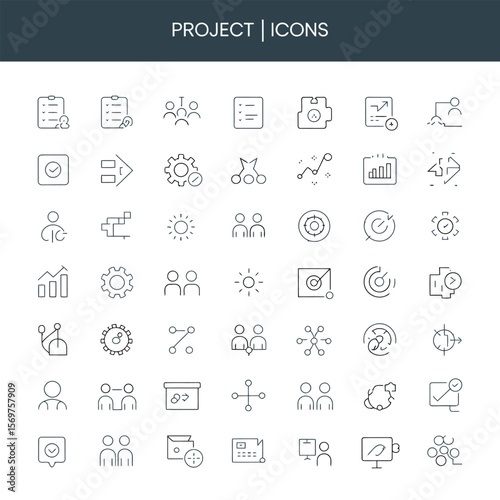 Thin Line Vector Icons Themed Around Cats and Related Elements