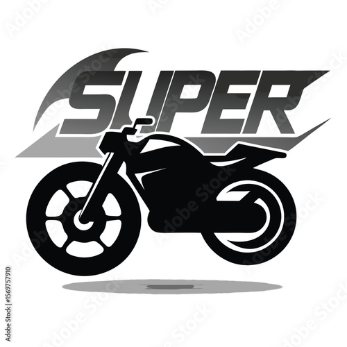 Vector illustration of Super Sport Motorcycle silhouette isolated on Black background. Can be used for printed on motorcycle club t-shirt, background, banner, posters, icon, web, etc.