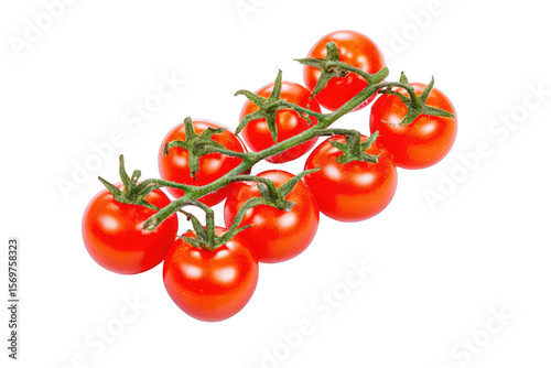 Cluster of red cherry tomatoes isolated on transparent background are fresh