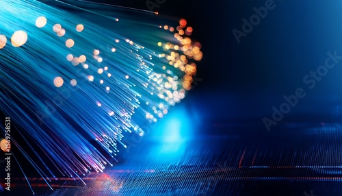 fiber optic broadband telecommunication concept showcasing the speed and reliability of high speed internet access provided through optical fibers photography with copy space for text