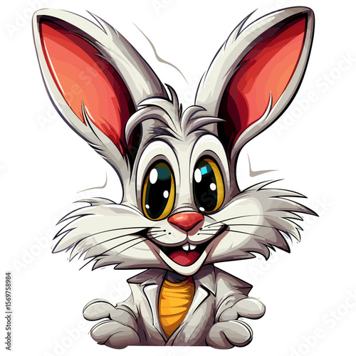Cute and funny cartoon bunny in vector pop art style