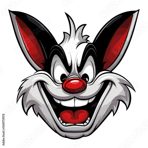 Cute and funny cartoon bunny in vector pop art style