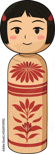 日本のこけしのイラスト