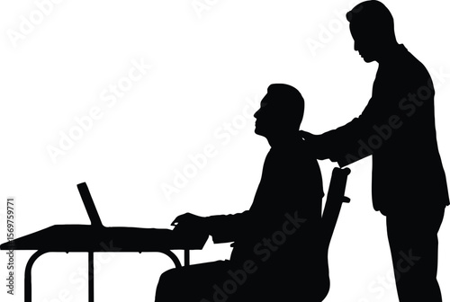 Shoulder Massage Silhouette - Employee Serving Boss