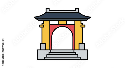Illustration of a gateway with stairs on a transparent background  