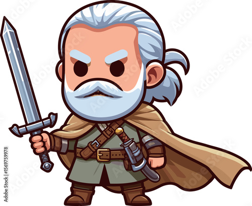 かっこいい老剣士のイラスト