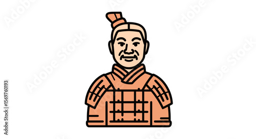 Terracotta warrior statue illustration isolated on transparent background  