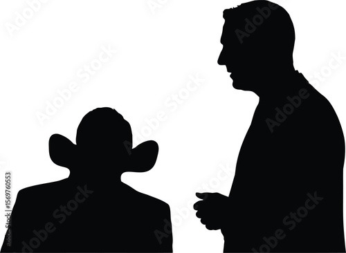 Big-Eared Listener Silhouette - Over-Attentive Employee