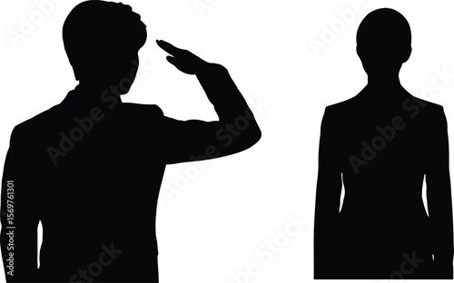 Military Salute Silhouette - Employee to Boss