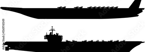 Aircraft carrier silhouette vector illustration for military and naval ship design projects download now editable