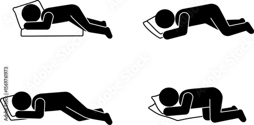 Sleeping positions guide for better sleep health and comfort with stick figure illustrations and information editable