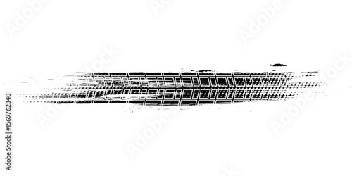 Tire tread marks, wheel textures, tire marks - car racing, motocross, drift, rally, off-road and others. Vector black isolated texture in grunge style with splashes. vector background