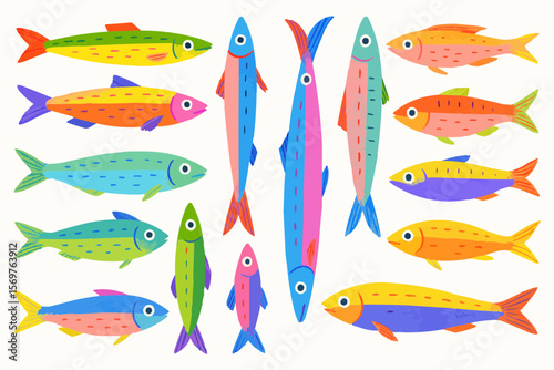 set of colorful fishes