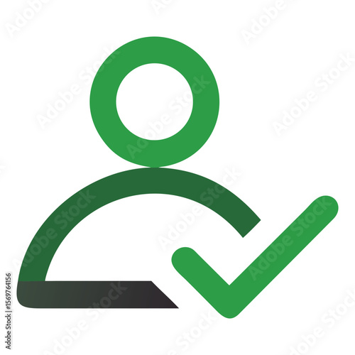 User profile verification success green checkmark icon for account confirmation and access granted