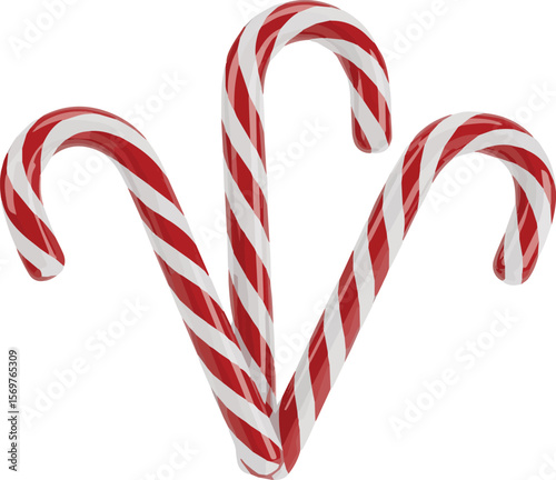 Festive red and white striped candy canes with green and blue swirls perfect for christmas and holiday decorations and designs