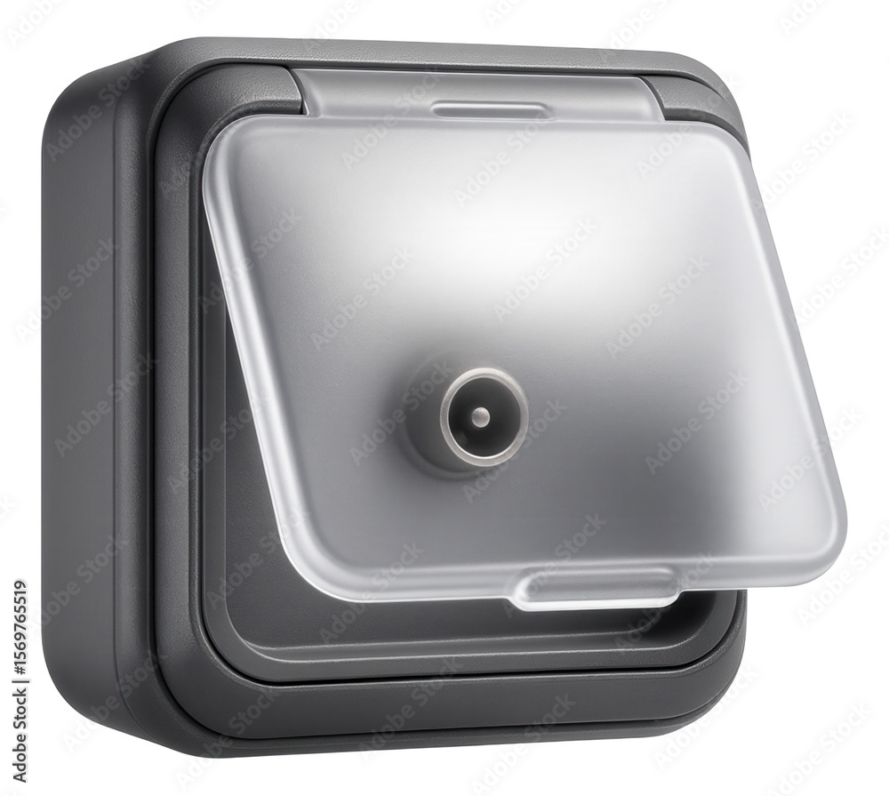 A splash-proof TV socket designed for use in a modern bathroom, allowing for entertainment during relaxation. A splash-proof TV socket designed for use in a modern bathroom, allowing for entertainment during relaxation.