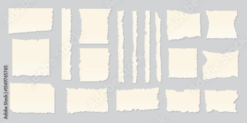 Set of old torn or torn sheet of paper. Abstract realistic decoration for background of social media banner.