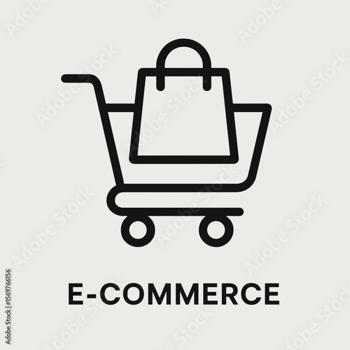 E-commerce Shopping Cart Icon Simple Line Art Design for Websites and Apps
