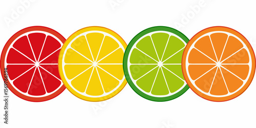 Seamless vector pattern of vibrant citrus fruit slices, including lemon, lime, and orange, for a fresh and healthy background