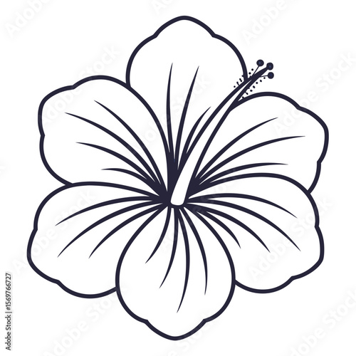 Stylized Hibiscus Silhouette Icon Vector Illustration in Monochrome Style