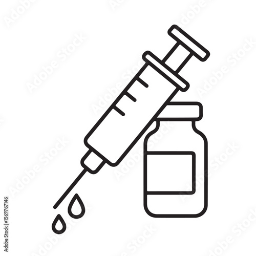 Medical Syringe and Vial: Healthcare Icon for Vaccination Information