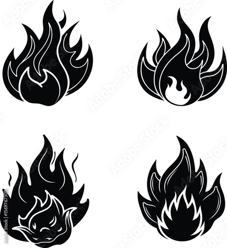 Set of fire icons