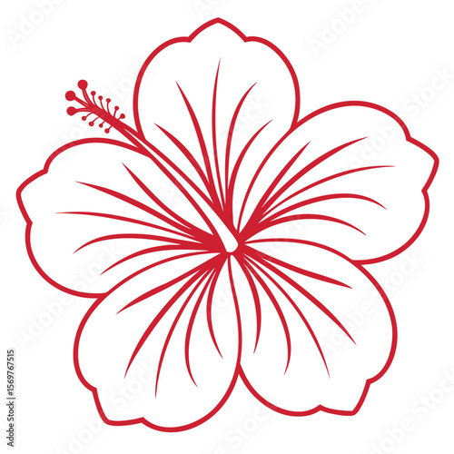 Black and White Hibiscus Flower Silhouette Icon Isolated on White Background