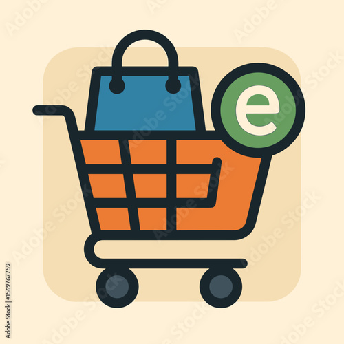 Streamlined E-commerce Shopping Cart Icon Simple Design for Online Stores