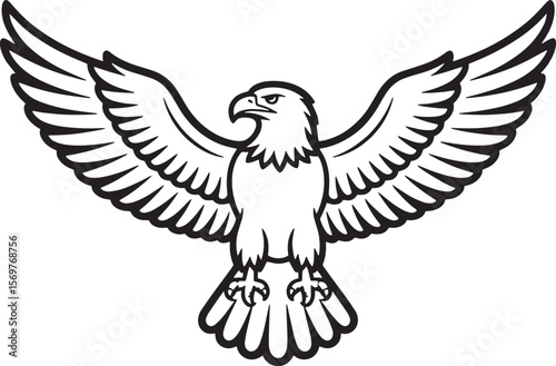 Majestic eagle with spread wings soaring bird flying