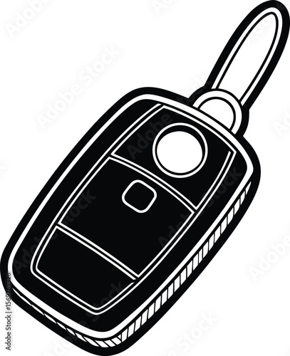 Car Key Fob Black and White Icon