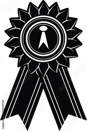 Ornate Award Ribbon Rosette Silhouette