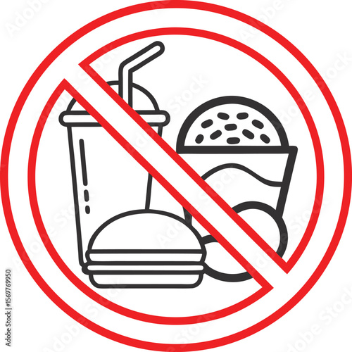 No Eating or Drinking Prohibition Sign vector