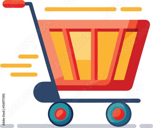 Fast Shopping Cart E-commerce Icon vector