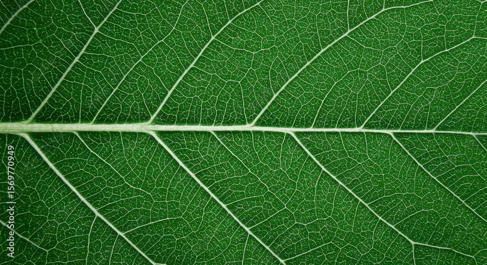 Obraz premium Intricate leaf vein structure: a detailed macro view of green foliage