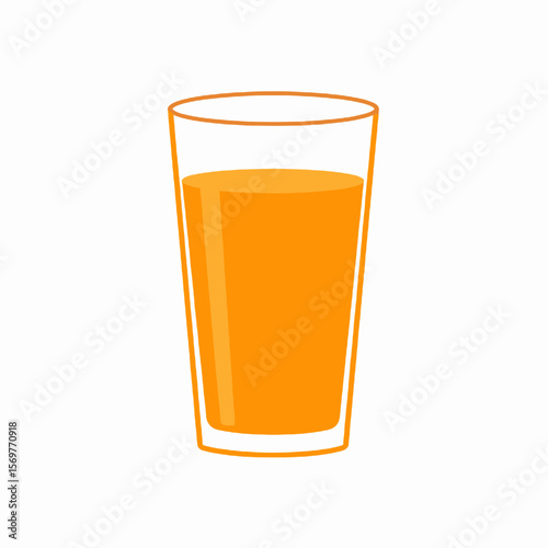 Tall Glass of Fresh Orange Juice Beverage on White Background Isolated Digital Illustration