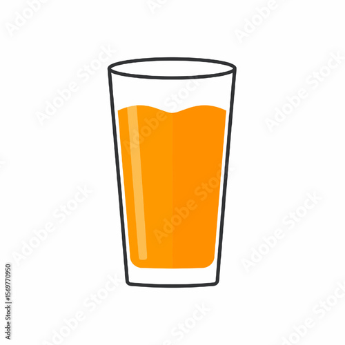Tall Glass of Fresh Orange Juice with Transparent Container on White Background Featuring Health and Well Being