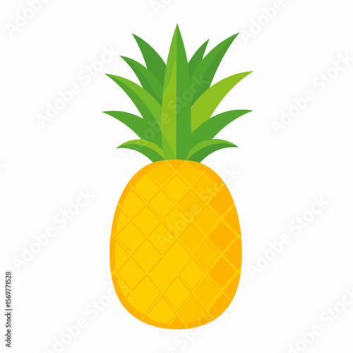 Vibrant Pineapple with Spiky Green Crown Isolated on White Background Tropical Fruit with Yellow Textured Skin Food Photography Still Life