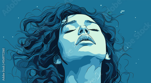Art portrait of a girl with depression, apathy and anxiety
