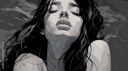 Art portrait of a girl with depression, apathy and anxiety