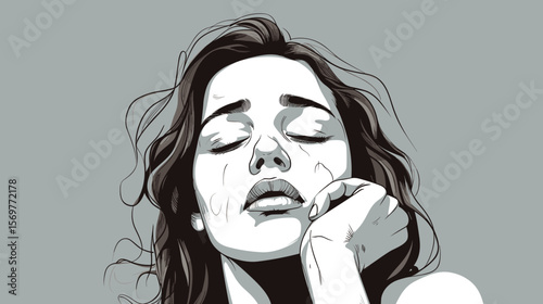 Art portrait of a girl with depression, apathy and anxiety