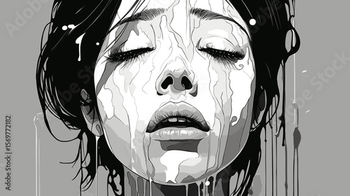 Art portrait of a girl with depression, apathy and anxiety