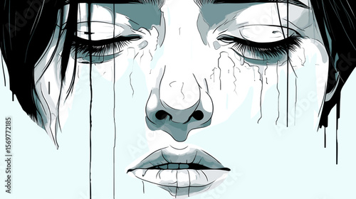 Art portrait of a girl with depression, apathy and anxiety