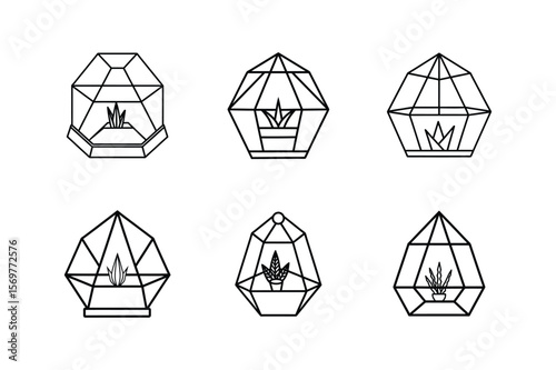 terrarium icon line art vector illustration