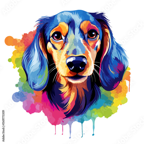 Cute happy dachshund in vector pop art style